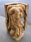 The finished insects carving from the front