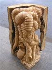 The finished insects carving from the front