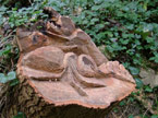 Yet another tree stump with more crazy creatures carved into it