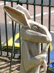 The rabbit at the school sits proud pending the final finishing sand