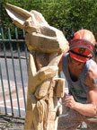 The rabbit at the scool in the final throws of being roughed out