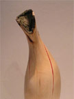 Finished red node vase, with a red infill where the natural cracks were, right side view