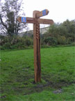 Photo three in the Waymarkers section Another large waymarker, planted in the floor, indicating that it is 4 miles to Bedwas