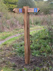 Photo four in the Waymarkers section Another post, highlighting direction, and distance to Trethomas